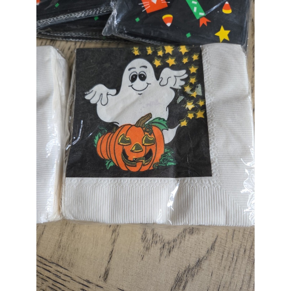 Vintage Halloween Decor Party Napkins Plates Grab Bags New NOS Ghosts C A Reed - Picture 5 of 16
